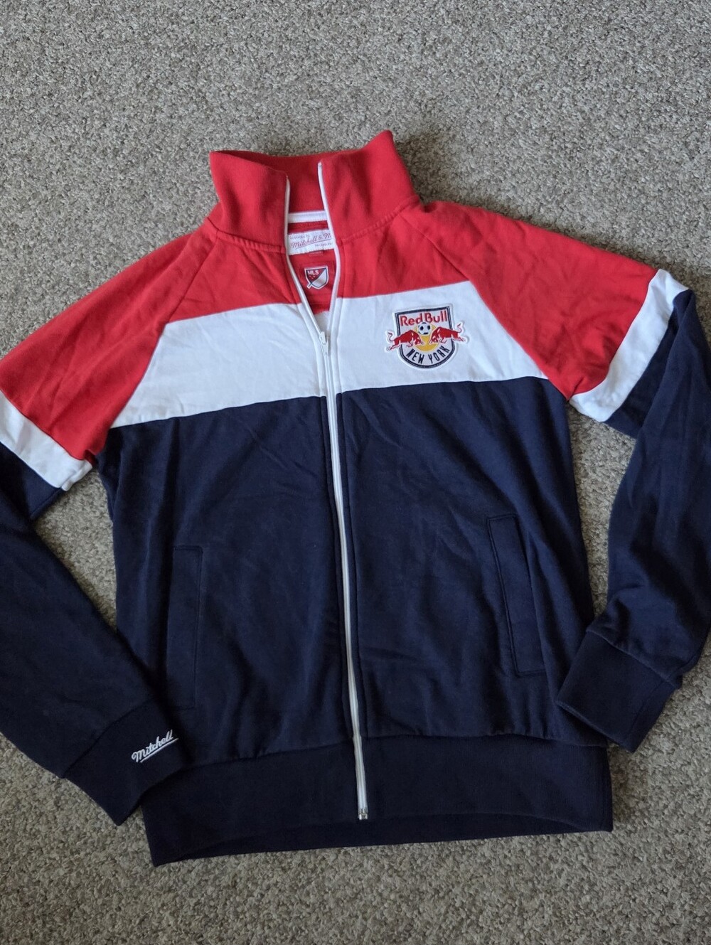 Mitchell & Ness New York Red Bulls MLS Soccer Zip Up Sweatshirt Track Jacket M
